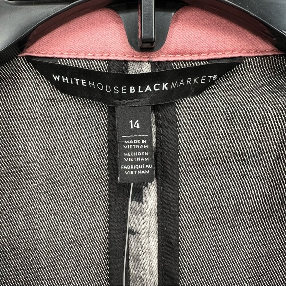 White House Black Market Jacket Womens Size 14 Black & Gray Zebra Print Moto NWT - Picture 13 of 16